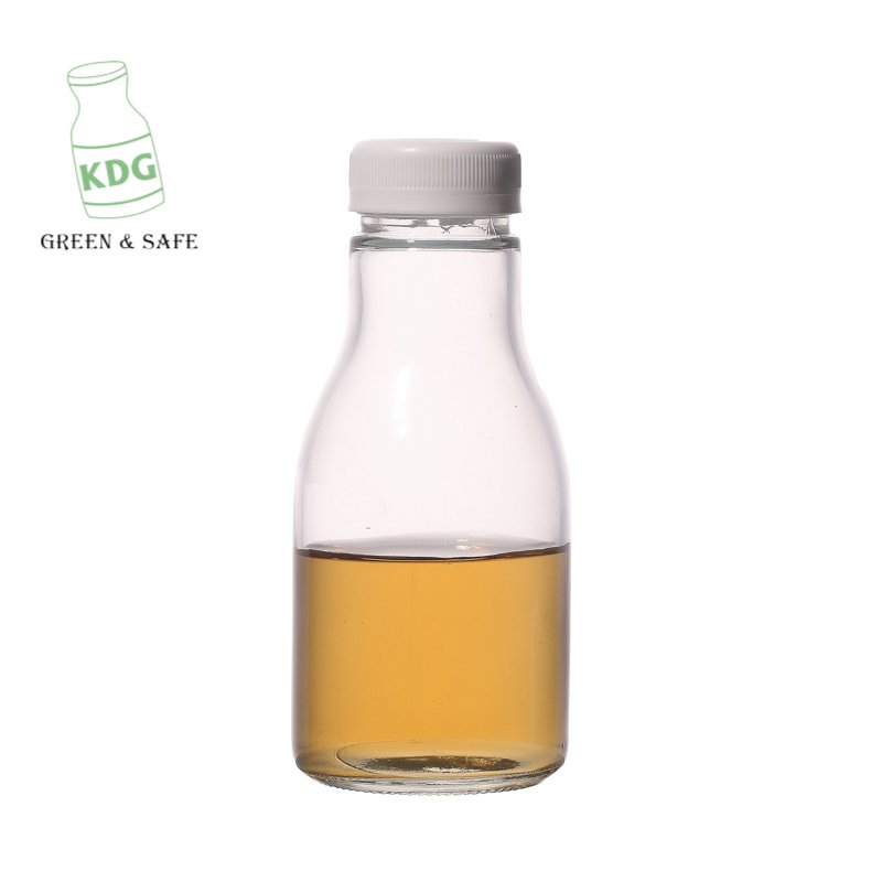 KDG Brand custom wholesale 250ml empty clear juice bottle coffee milk bottle beverage glass bottle