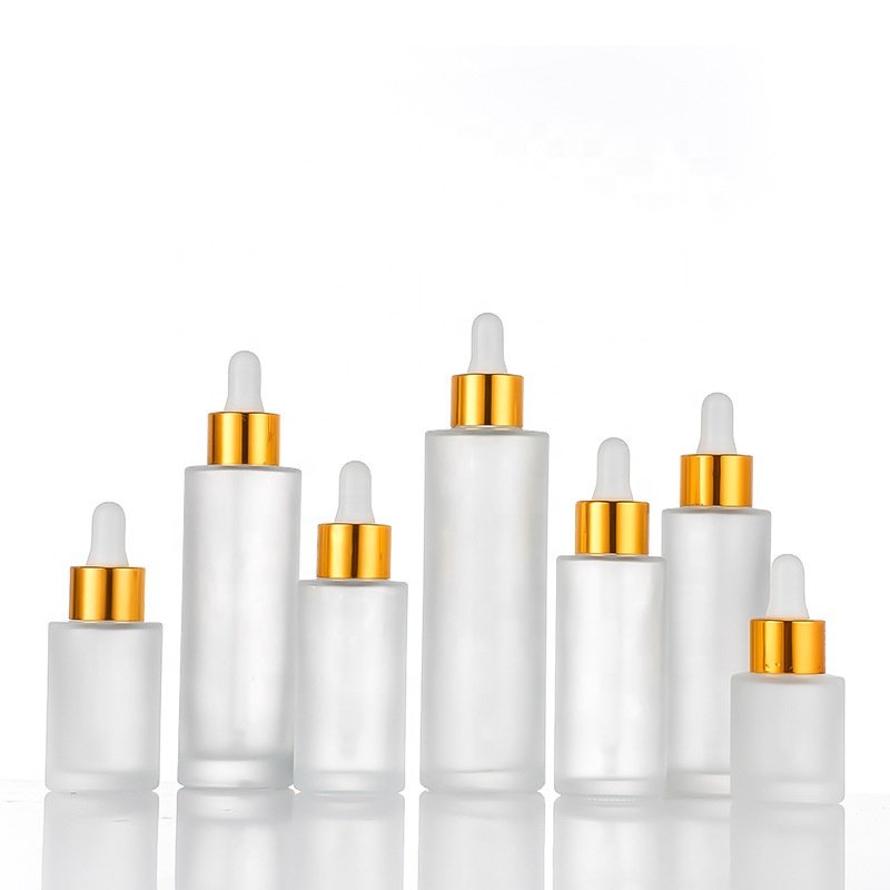 Flat shoulder glass bottles 20ml 30ml 40ml 50ml 60ml 100 ml cosmetic bottle dropper bottle with dropper pipette for skin care
