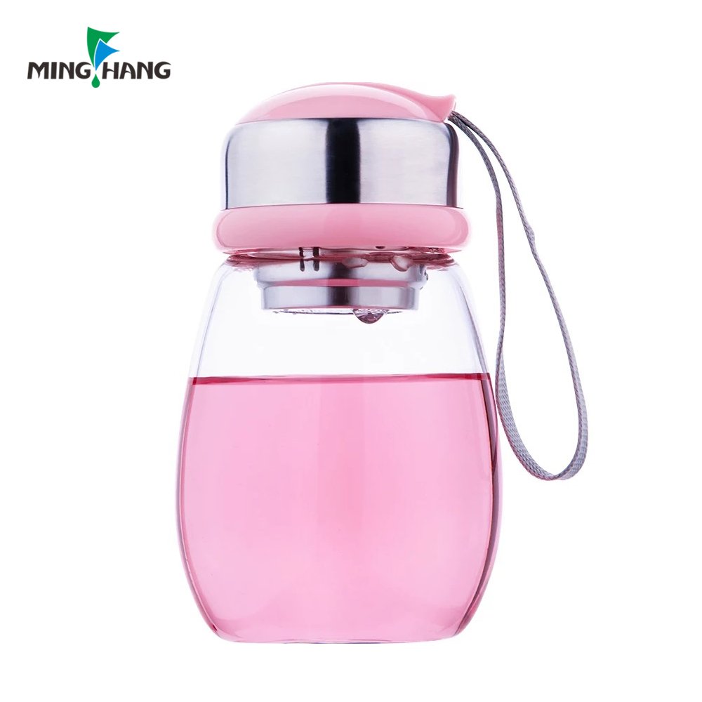 Customized water bottles sports 500ml round glass water bottle with nylon sleeve