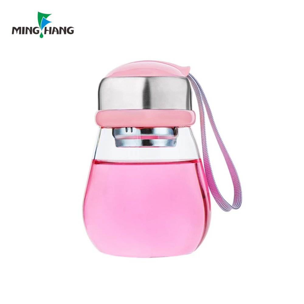 Customized water bottles sports 500ml round glass water bottle with nylon sleeve