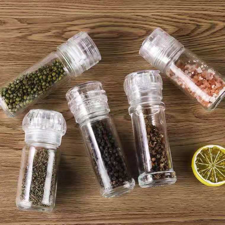 Direct Factory Price home use manual glass 100ml mini spice grinder salt and pepper mill grinder bottle