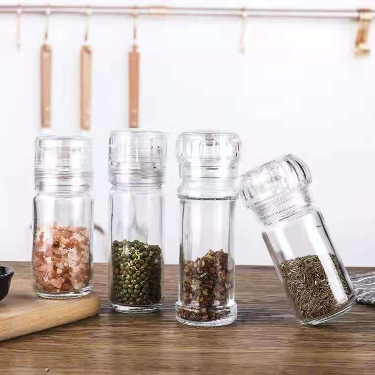 Direct Factory Price home use manual glass 100ml mini spice grinder salt and pepper mill grinder bottle