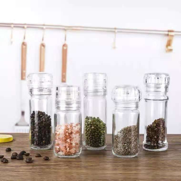 Direct Factory Price home use manual glass 100ml mini spice grinder salt and pepper mill grinder bottle
