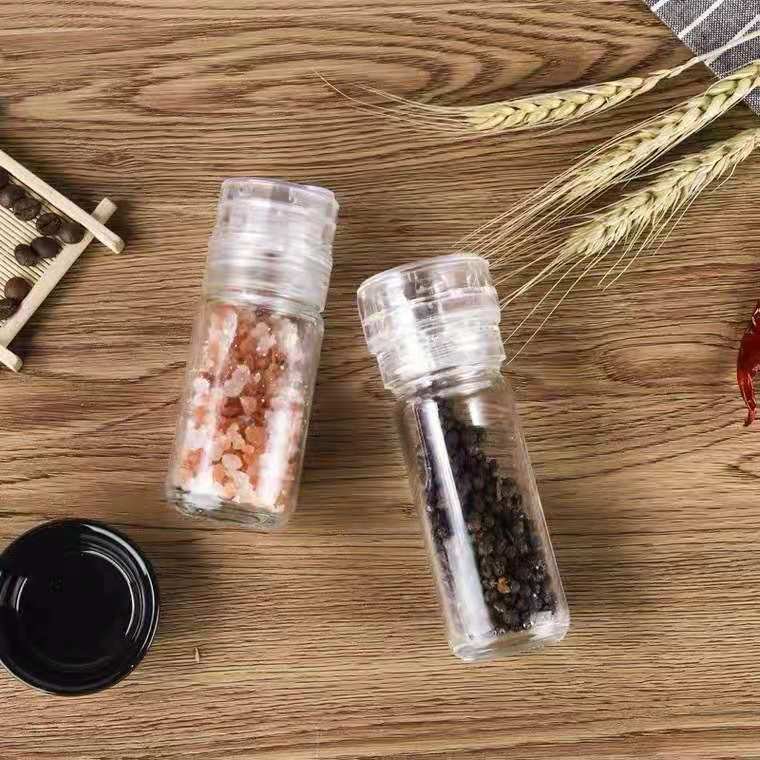 Direct Factory Price home use manual glass 100ml mini spice grinder salt and pepper mill grinder bottle