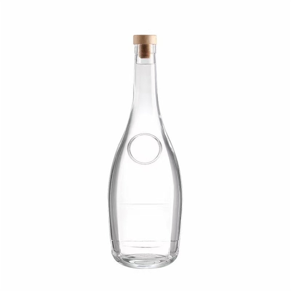 Custom logo 750ml clear square shape vodka brandy whisky whiskey glass bottle