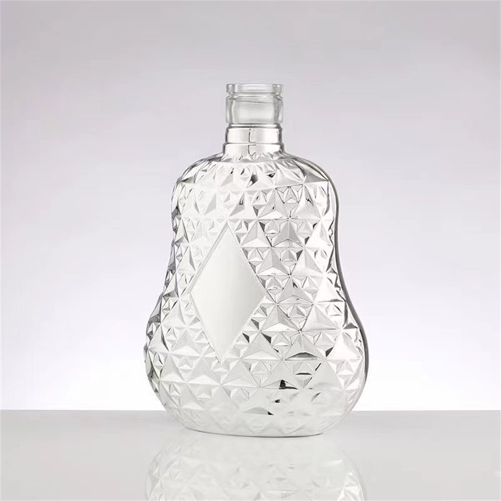 Custom logo 750ml clear square shape vodka brandy whisky whiskey glass bottle