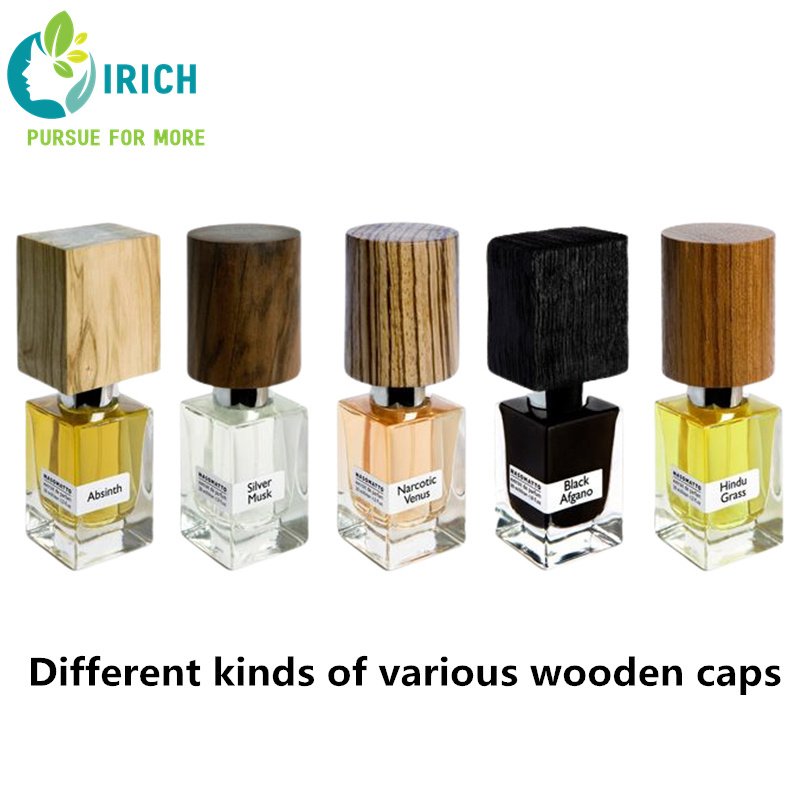 Square Spray Perfume Glass Bottle 30ml 50ml 100ml Glass Perfume Bottle Botol Parfum Luxury Perfume Bottle With Wooden Cap