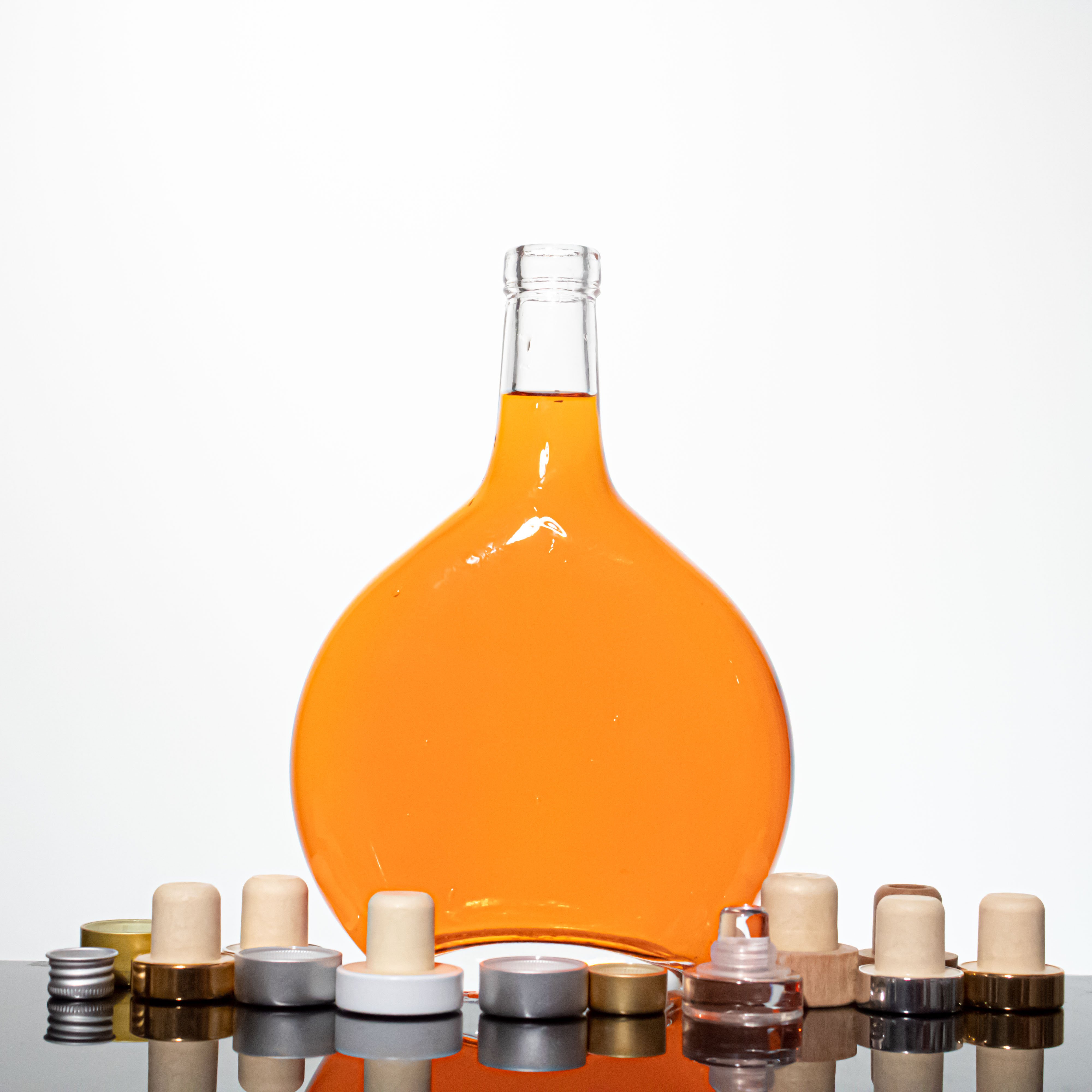 Custom Glass Bottle 700ml 1000ml spirits gin glass bottle flat shoulder liquor bottle for sale