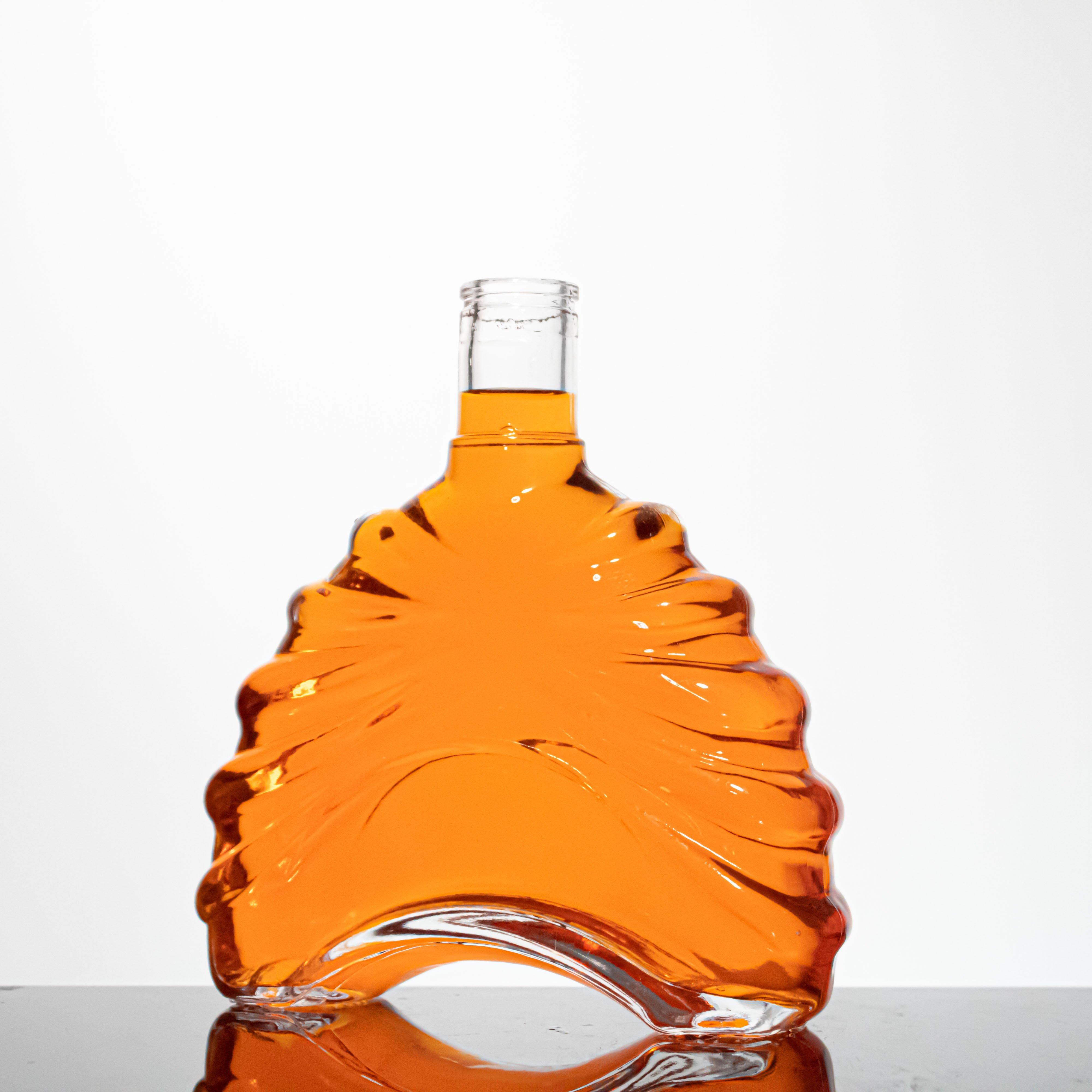 Custom Glass Bottle 700ml 1000ml spirits gin glass bottle flat shoulder liquor bottle for sale