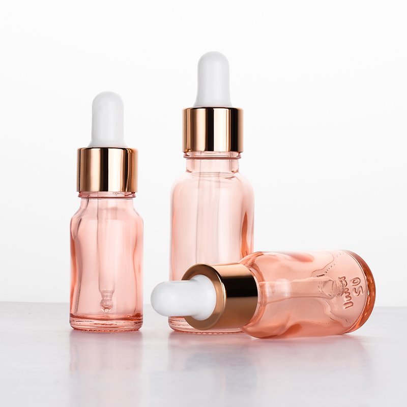 1oz Essential Oil glass dropper bottle 30ml Rose gold pink Eye Dropper Bottle with Pipettes and Leak Proof lid