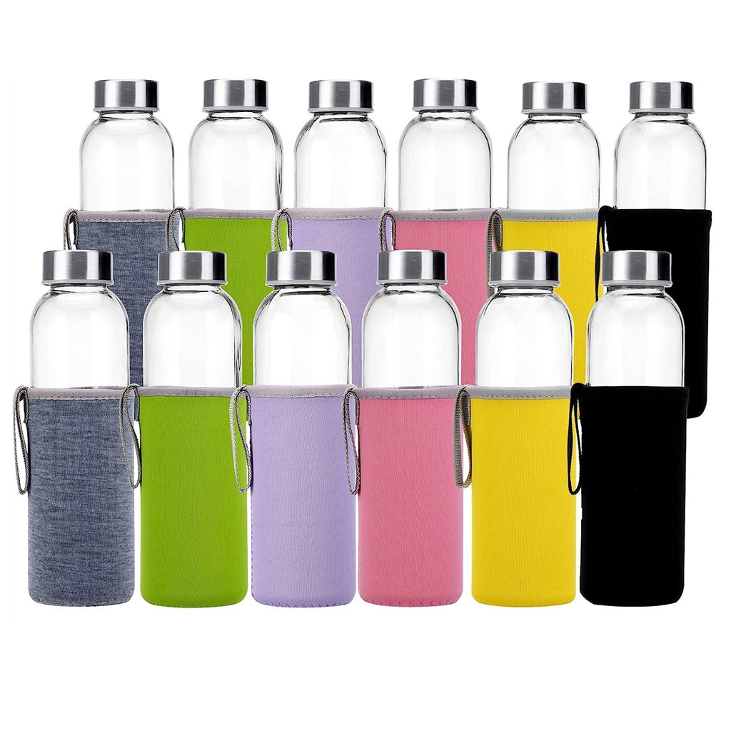 High Borosilicate Leak-Proof Drinking Bottle Stainless Steel Lid Clear Glass Water Bottle Protection Sublimation Gift