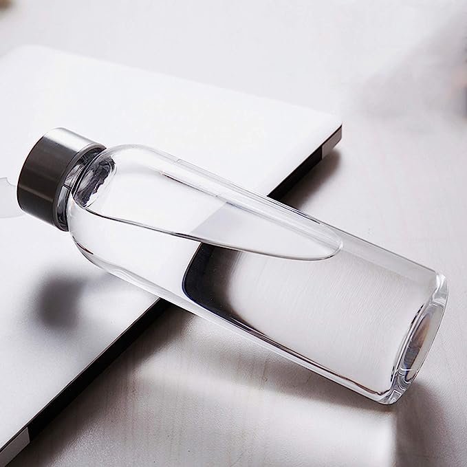 High Borosilicate Leak-Proof Drinking Bottle Stainless Steel Lid Clear Glass Water Bottle Protection Sublimation Gift