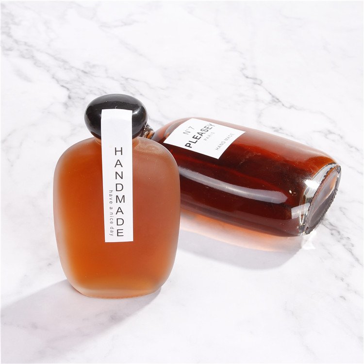 Vanjoin Cute Frosting Square Flat Glass Coffee Bottle 100ml 250ml 350ml 500ml Beverage Drinking Liquor Flask Glass Bottles