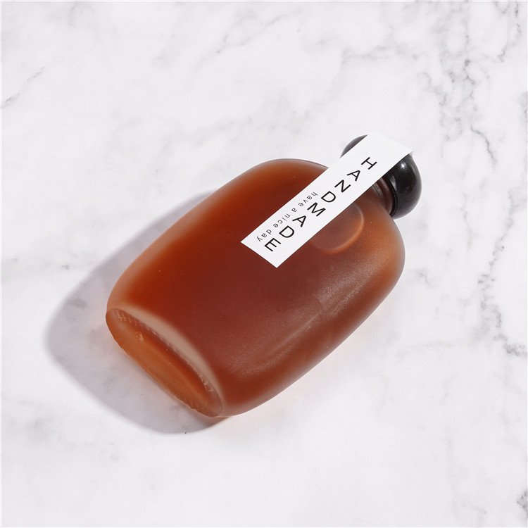 Vanjoin Cute Frosting Square Flat Glass Coffee Bottle 100ml 250ml 350ml 500ml Beverage Drinking Liquor Flask Glass Bottles
