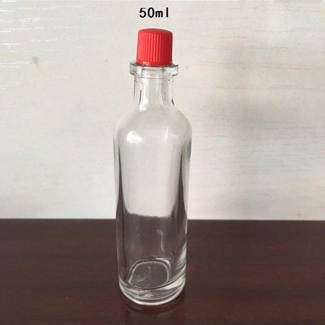 Clear 50ml Safflower Oil Glass Bottle Wind Medicated Oil Bottle for Health with Small Red Cap