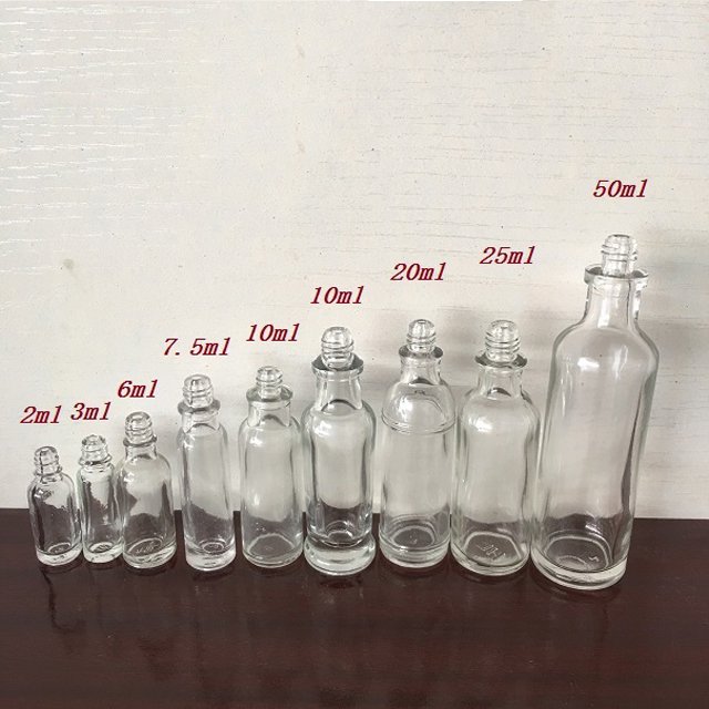 Clear 50ml Safflower Oil Glass Bottle Wind Medicated Oil Bottle for Health with Small Red Cap