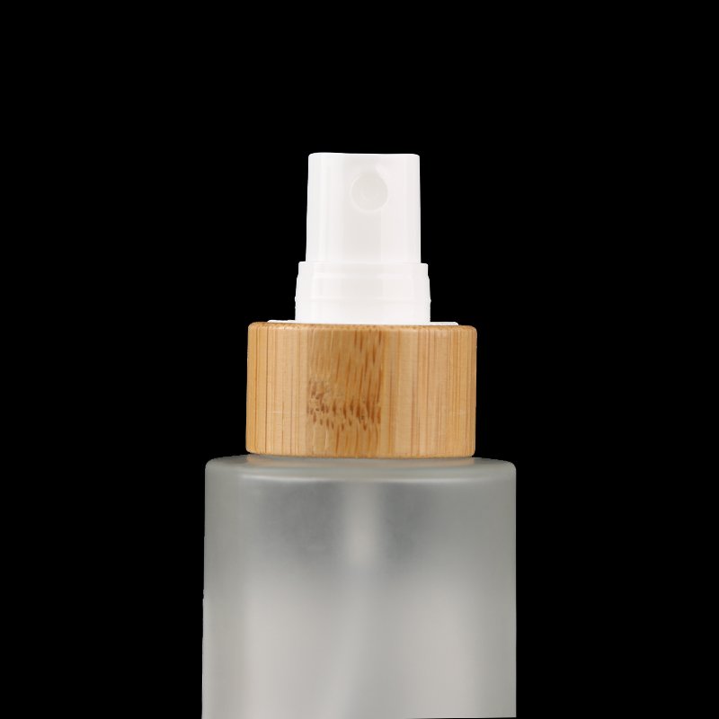 Bamboo Spray Pump Frosted Transparent Glass Bottle
