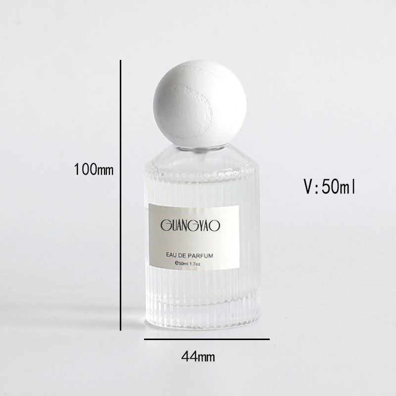 30ml 50ml Highend Elegant Ladies Round Spray Frosted Perfume Bottle Vertical Stripe Embossed High-end Glass Bottle Perfume