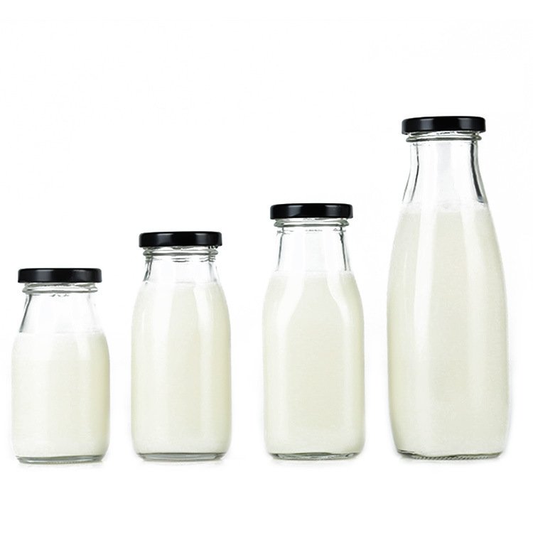New Design ECO-friendly Milk Glass Bottles For Juice Glass Bottles With Aluminum Lid