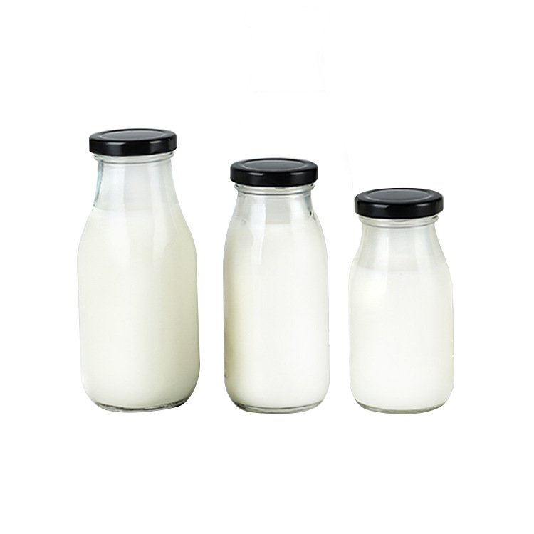 New Design ECO-friendly Milk Glass Bottles For Juice Glass Bottles With Aluminum Lid