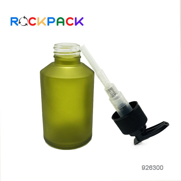 60ml 125ml 200ml Frosted green cosmetic skin care cream lotion foundation liquid pump glass bottle