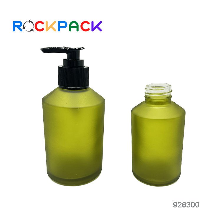 60ml 125ml 200ml Frosted green cosmetic skin care cream lotion foundation liquid pump glass bottle