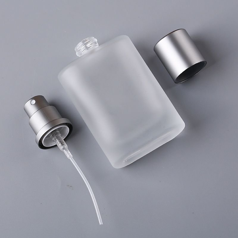 Luxury recyclable 30ml 50ml 100ml frosted pump spray cap perfume glass bottle
