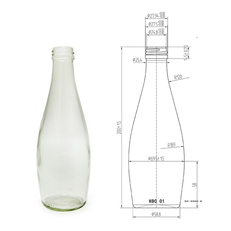 Custom Wholesale Mineral Water Glass Bottle Beverage Transparent Glass Bottle