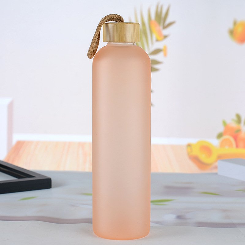 BPA free time marker and motivation sport water bottle frosted glass bottle with different lids