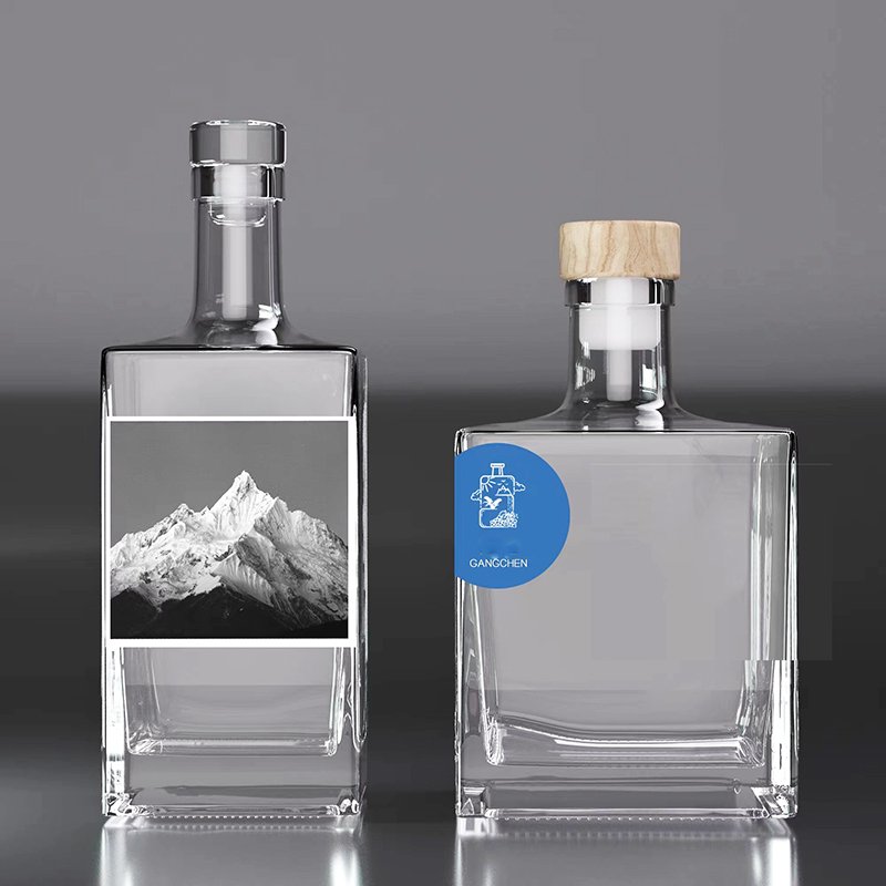 750 Ml Customized Printed Flint glass Bouteille En Verre 75 Cl 500 Ml Gin Tequila glass bottle