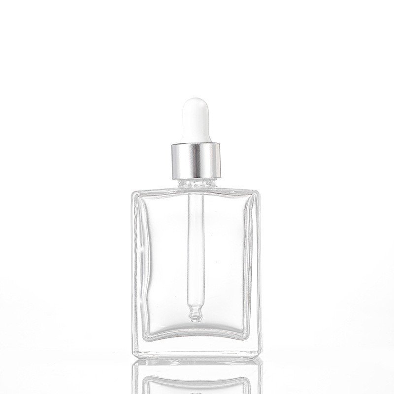 Sample cosmetics packaging empty perfume glass bottle square rectangle glass dropper bottle 100ml