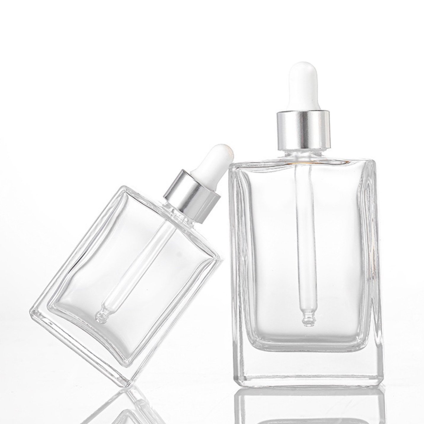 Sample cosmetics packaging empty perfume glass bottle square rectangle glass dropper bottle 100ml