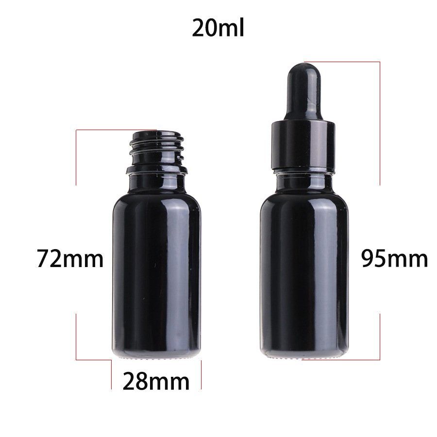 30ml Black Essential Oil Glass Dropper Bottle Korean Skincare Cosmetic Packaging glass bottle with spray pump dropper