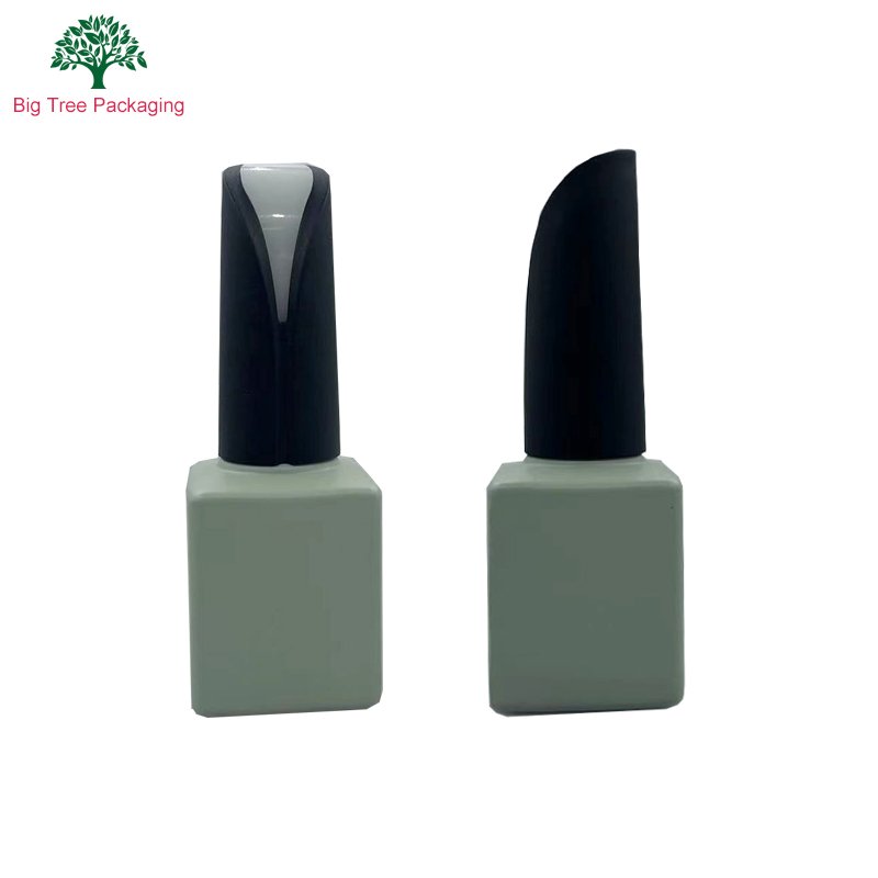 Wholesale Glass Packaging Factory Square Empty Nail Uv Gel Polish Glass Bottle With Brush 15ml