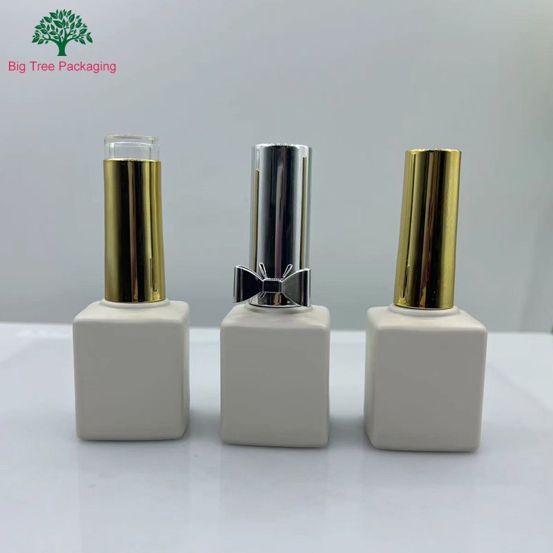 Wholesale Glass Packaging Factory Square Empty Nail Uv Gel Polish Glass Bottle With Brush 15ml