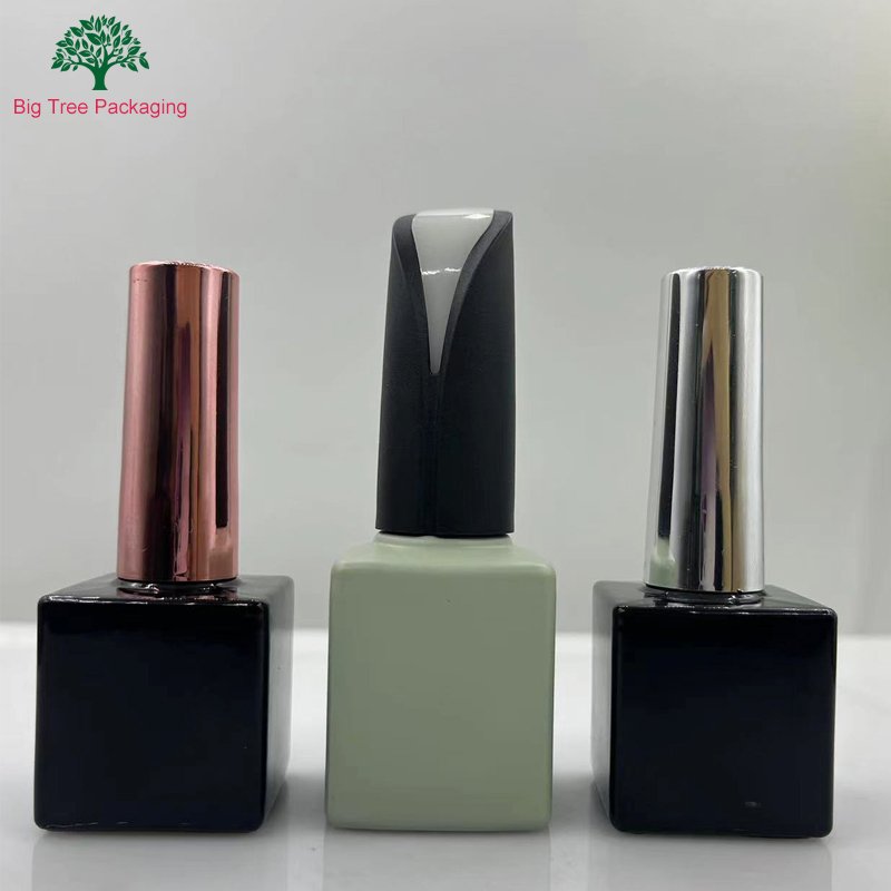 Wholesale Glass Packaging Factory Square Empty Nail Uv Gel Polish Glass Bottle With Brush 15ml