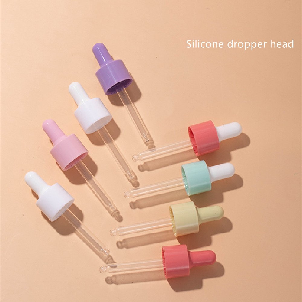 New Multicoloured Macaron Color 30ml Pink Essential Oil Glass Dropper Bottles with Flat shoulder