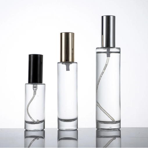 Cosmetic Round Violet Matte Black 30ml 50ml 100ml Fragrance Oil Glass Bottle Perfume with Spray Pump Cap