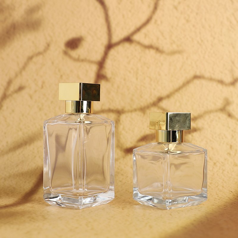 Factory custom 50ml70ml square thick bottom perfume glass bottle pressed spray bottle large capacity bottle wholesale