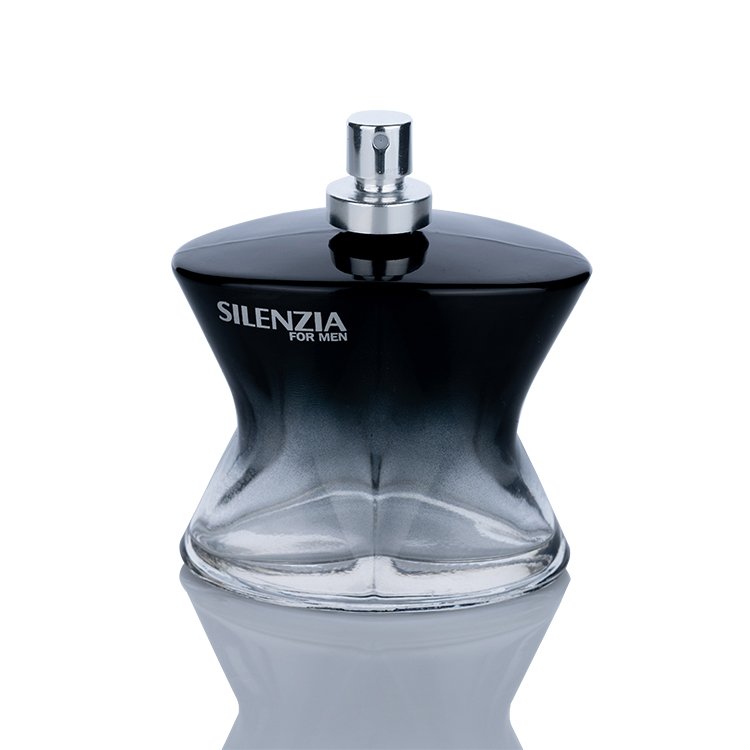 New Design Luxury Black Gradient Unique Shaped 100ml Glass Perfume Bottle with Sprayer