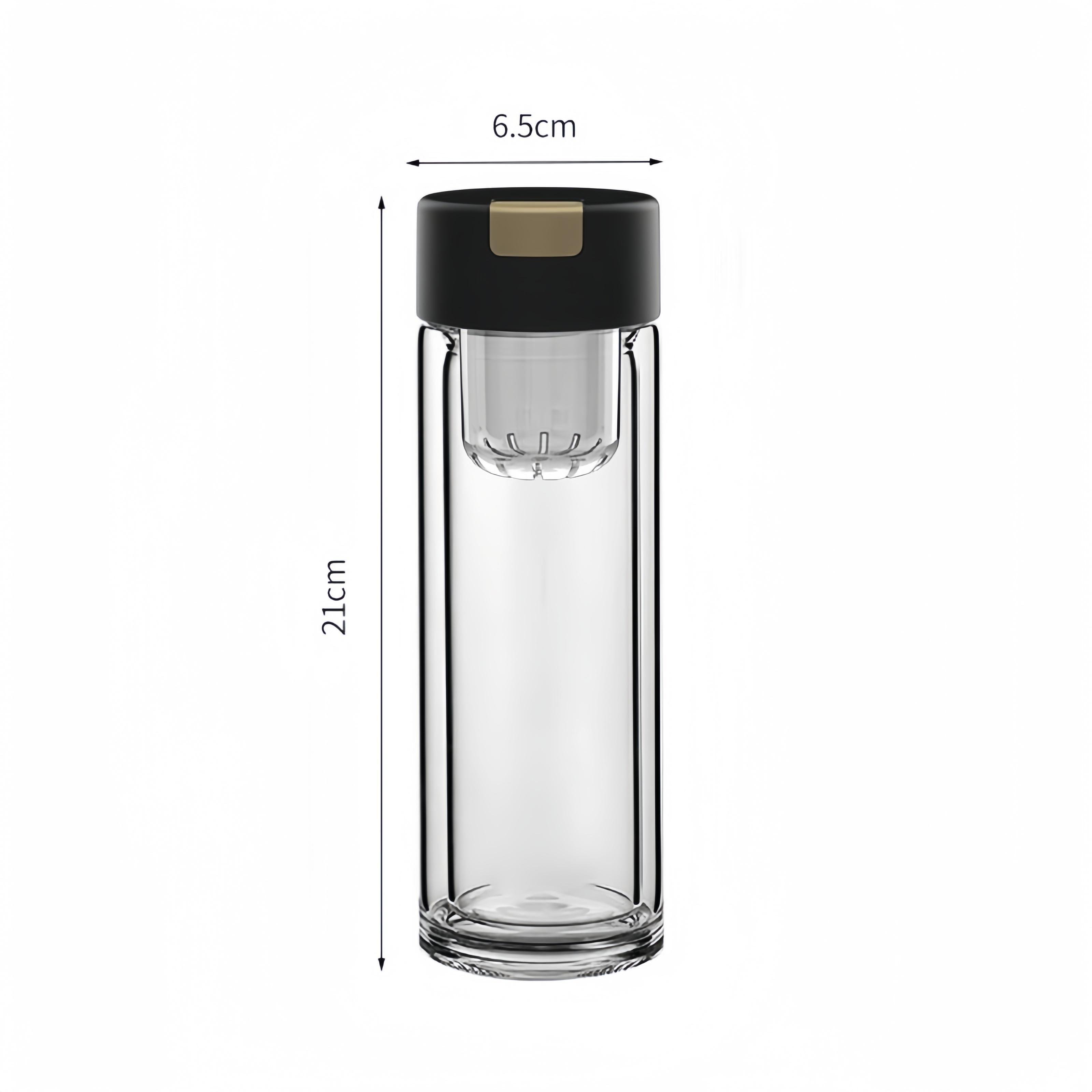 Double Walled Borosilicate Glass Travel Tumbler Water Bottle with Magnetism Tea Infuser tea cup glass