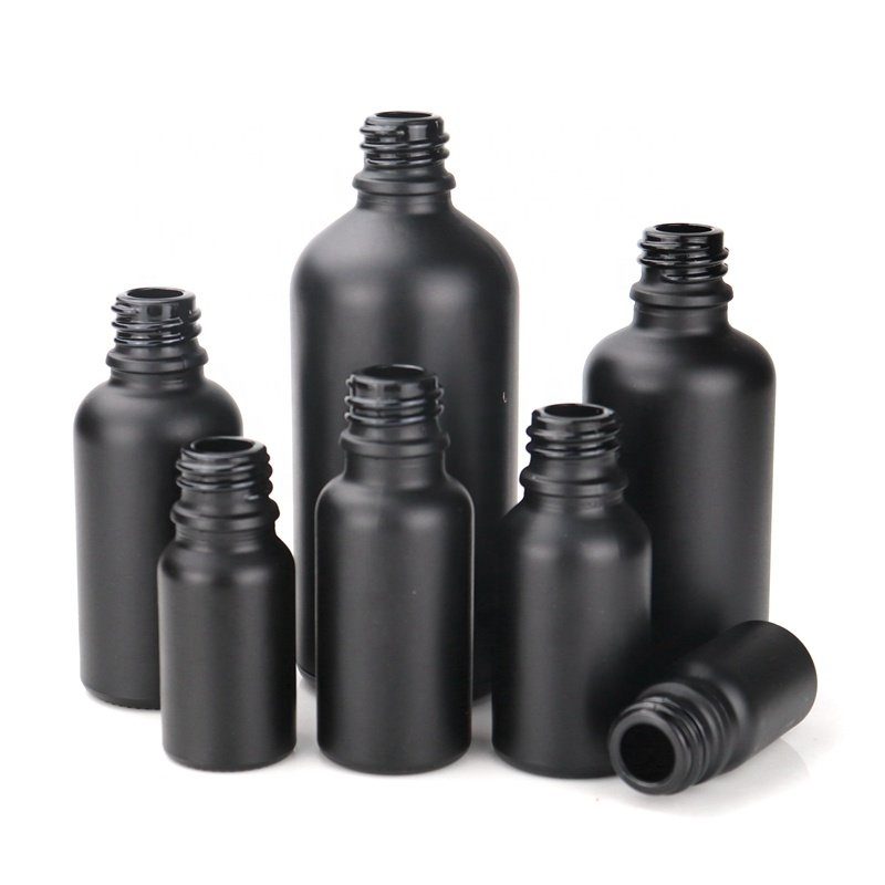 frosted black glass bottle 5 ml 10 ml 15 ml 30 ml matte black glass dropper bottles 50 ml 100 ml cosmetic dropper bottle