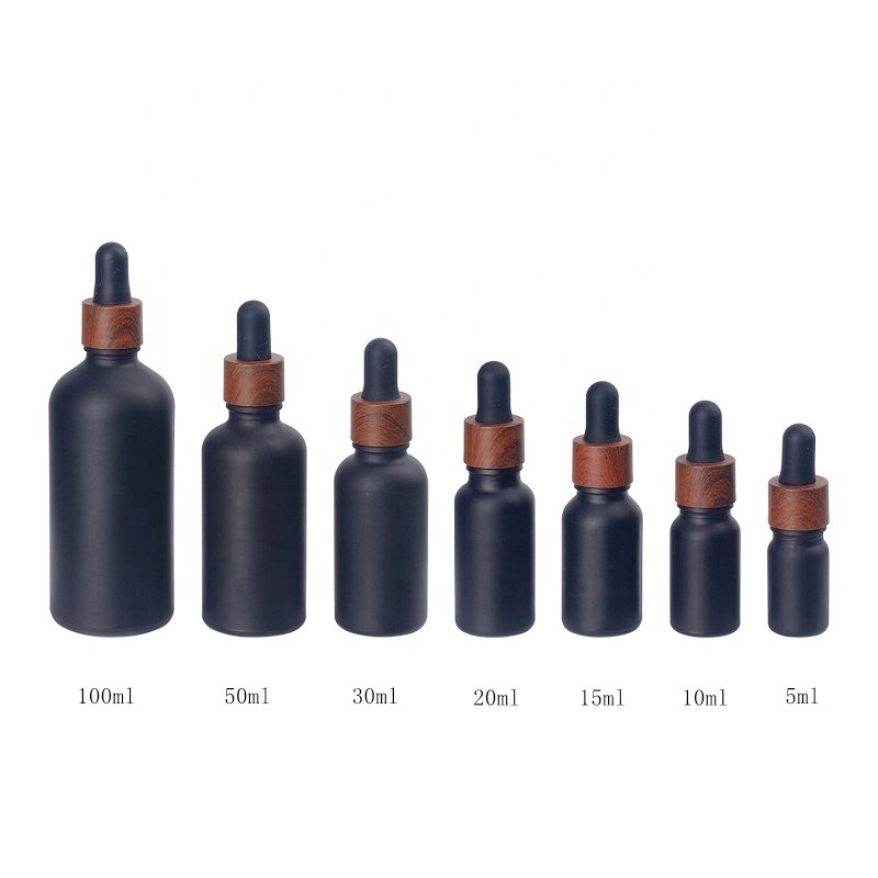 frosted black glass bottle 5 ml 10 ml 15 ml 30 ml matte black glass dropper bottles 50 ml 100 ml cosmetic dropper bottle