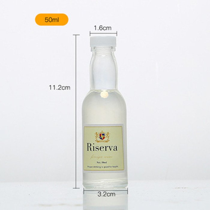 Wholesale 50ml Small Sample Alcohol Juice Drinks Glass Wine Bottle Liquor Glass Bottle With Screw Lid