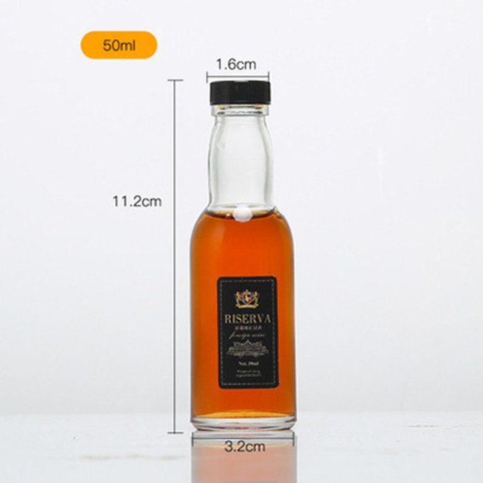 Wholesale 50ml Small Sample Alcohol Juice Drinks Glass Wine Bottle Liquor Glass Bottle With Screw Lid