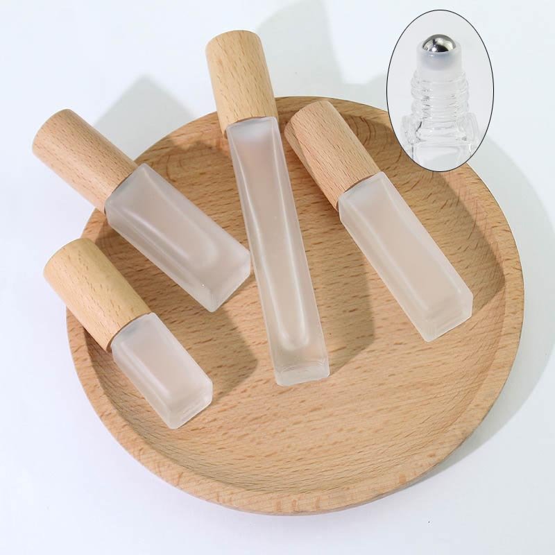 10ml 15ml Flat Square Clear Frosted Luxury Empty Small Perfume Roll On Roller Bottle Essential Oil Glass Travel Container