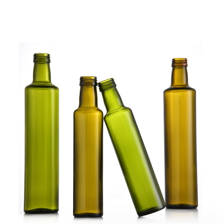 250 ml 500 ml 750 ml vinegar cruet dark green cylinder olive oil glass bottle with aluminum screw caps