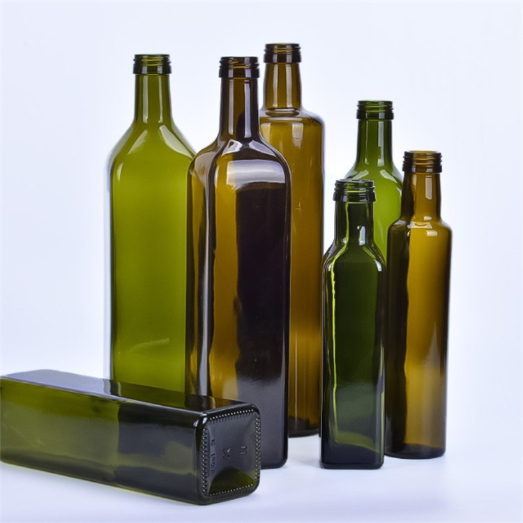 250 ml 500 ml 750 ml vinegar cruet dark green cylinder olive oil glass bottle with aluminum screw caps