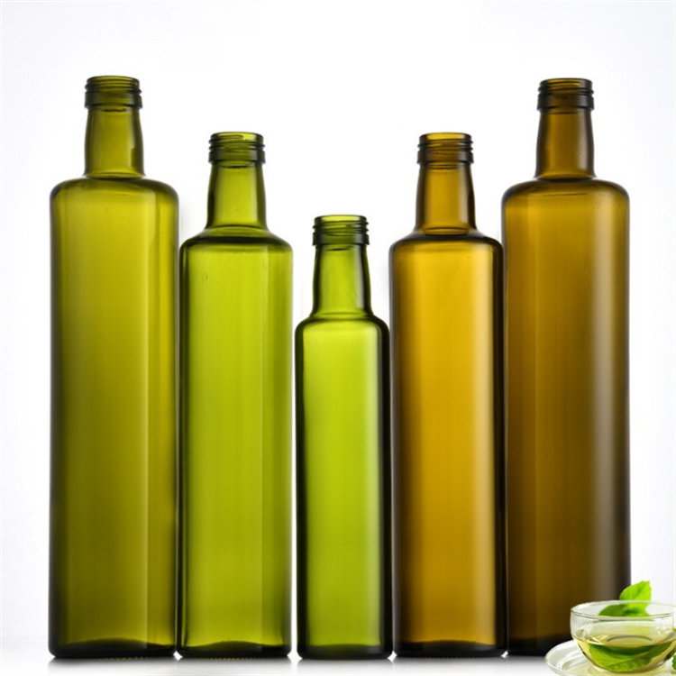 250 ml 500 ml 750 ml vinegar cruet dark green cylinder olive oil glass bottle with aluminum screw caps