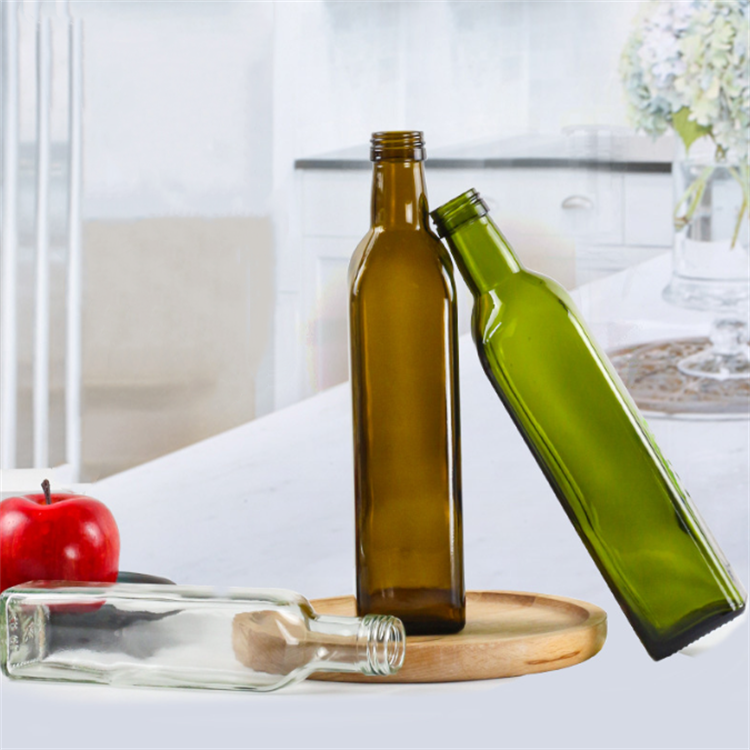 250 ml 500 ml 750 ml vinegar cruet dark green cylinder olive oil glass bottle with aluminum screw caps